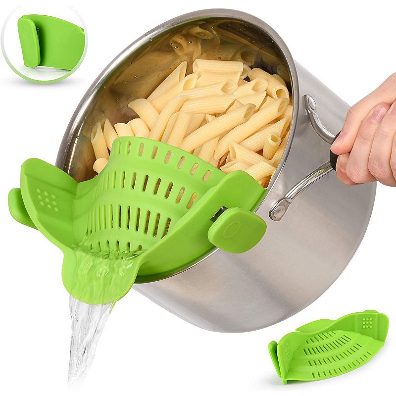 Kitchen Gizmo Snap N Strain Pot Strainer and Pasta Strainer - Adjustable  Silicone Clip On Strainer for Pots, Pans, and Bowls - Orange