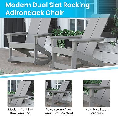 Merrick Lane UV Treated All-Weather Polyresin Adirondack Chair with Rocking Gliders