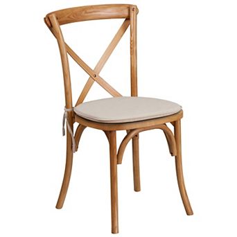 Merrick Lane Davisburg Stackable Early American Finish Wooden Cross Back Bistro Dining Chair with Cushion