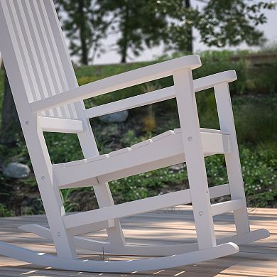 Merrick Lane Hillford White Poly Resin Indoor/Outdoor Rocking Chair