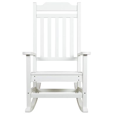 Merrick Lane Hillford White Poly Resin Indoor/Outdoor Rocking Chair