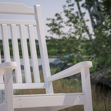 Merrick Lane Hillford White Poly Resin Indoor/Outdoor Rocking Chair