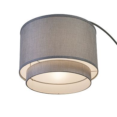 FC Design Modern 81" Tall Standing Adjustable Arched Floor Lamp with Double Drum Shade and Marble Base