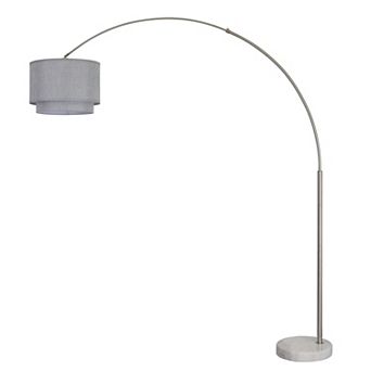 FC Design Modern 81" Tall Standing Adjustable Arched Floor Lamp with Double Drum Shade and Marble Base