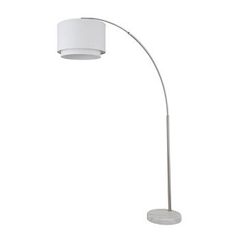 FC Design Modern 81" Tall Standing Adjustable Arched Floor Lamp with Double Drum Shade and Marble Base