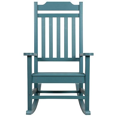 Merrick Lane Set of 2 Hillford Teal Poly Resin Indoor/Outdoor Rocking Chairs