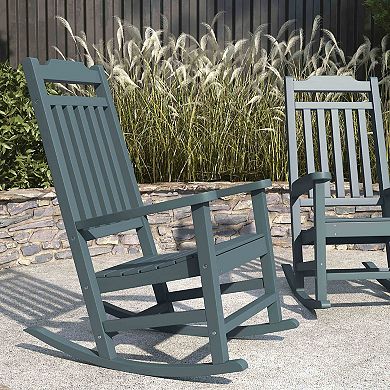 Merrick Lane Set of 2 Hillford Teal Poly Resin Indoor/Outdoor Rocking Chairs