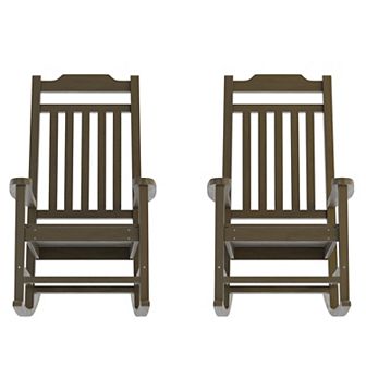 Merrick Lane Set of 2 Hillford Poly Resin Indoor/Outdoor Rocking Chairs