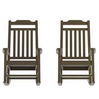Merrick Lane Set of 2 Hillford Poly Resin Indoor/Outdoor Rocking Chairs