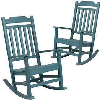 Merrick Lane Set of 2 Hillford Poly Resin Indoor/Outdoor Rocking Chairs