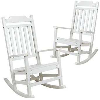 Merrick Lane Set of 2 Hillford Poly Resin Indoor/Outdoor Rocking Chairs