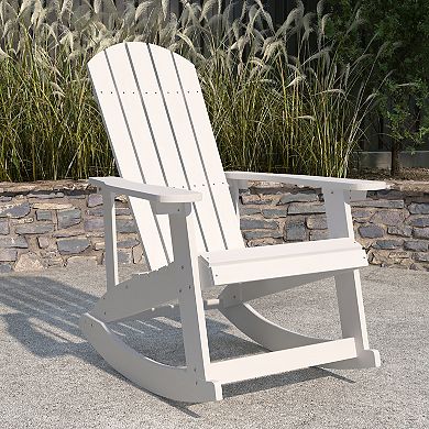 Merrick Lane All-Weather Polyresin Adirondack Rocking Chair for Outdoor Use
