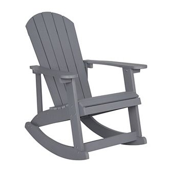 Merrick Lane All-Weather Polyresin Adirondack Rocking Chair for Outdoor Use