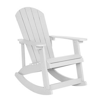 Merrick Lane All-Weather Polyresin Adirondack Rocking Chair for Outdoor Use