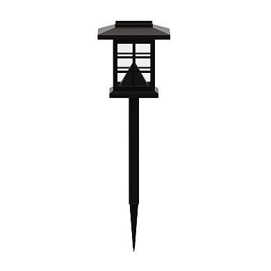 Merrick Lane Lantern Style All-weather Led Solar Powered Lights In Black - Set Of 8