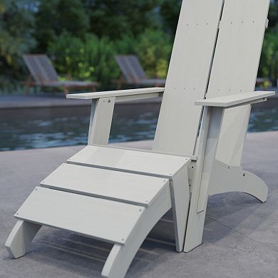 Merrick Lane Piedmont Modern All-Weather Poly Resin Wood Adirondack Ottoman Foot Rest in White