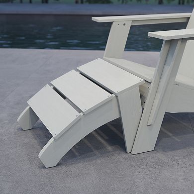Merrick Lane Piedmont Modern All-Weather Poly Resin Wood Adirondack Ottoman Foot Rest in White