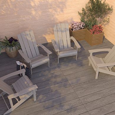 Merrick Lane Set of 4 Riviera All-Weather Poly Resin Wood Adirondack Chairs in Light Gray