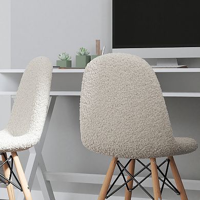 Merrick Lane Set of 2 Lyon Faux Faux Shearling Accent Chairs, Modern Accent Chair For Bedroom, Entryway, and Living Room In Elegant Off-White