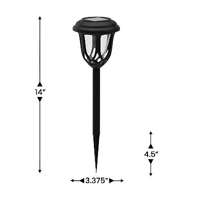 Merrick Lane All-Weather Brown Tulip Design LED Solar Lights, Outdoor Solar Powered Lights for Pathway, Garden, & Yard - Set of 8