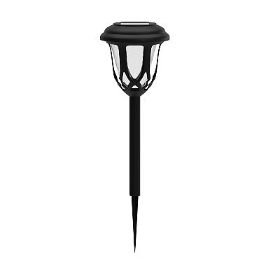 Merrick Lane All-Weather Brown Tulip Design LED Solar Lights, Outdoor Solar Powered Lights for Pathway, Garden, & Yard - Set of 8