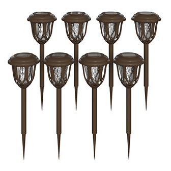 Merrick Lane Outdoor Brown Tulip Style Solar Powered Lights - Rechargeable Batteries-8 Pack