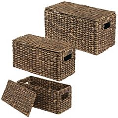 Farmlyn Creek 2 Pack Decorative Water Hyacinth Storage Baskets with 3  Compartments for Bathroom, Laundry Room, Nursery