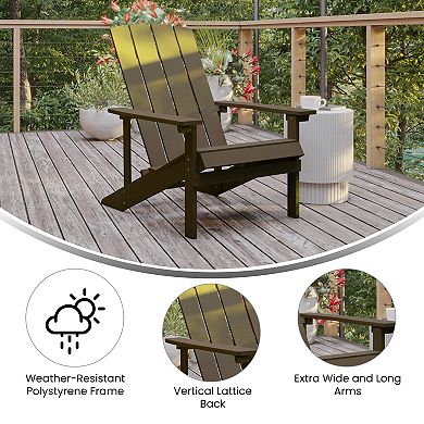 Merrick Lane Riviera All-Weather Poly Resin Wood Adirondack Chair in White