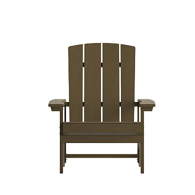 Merrick Lane Riviera All-Weather Poly Resin Wood Adirondack Chair in White