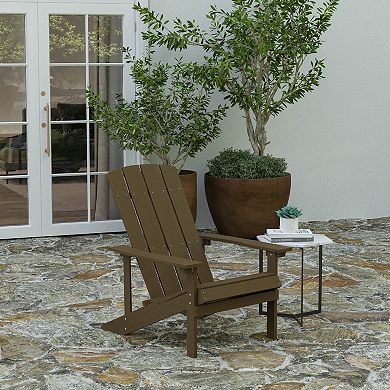 Merrick Lane Riviera All-Weather Poly Resin Wood Adirondack Chair in White