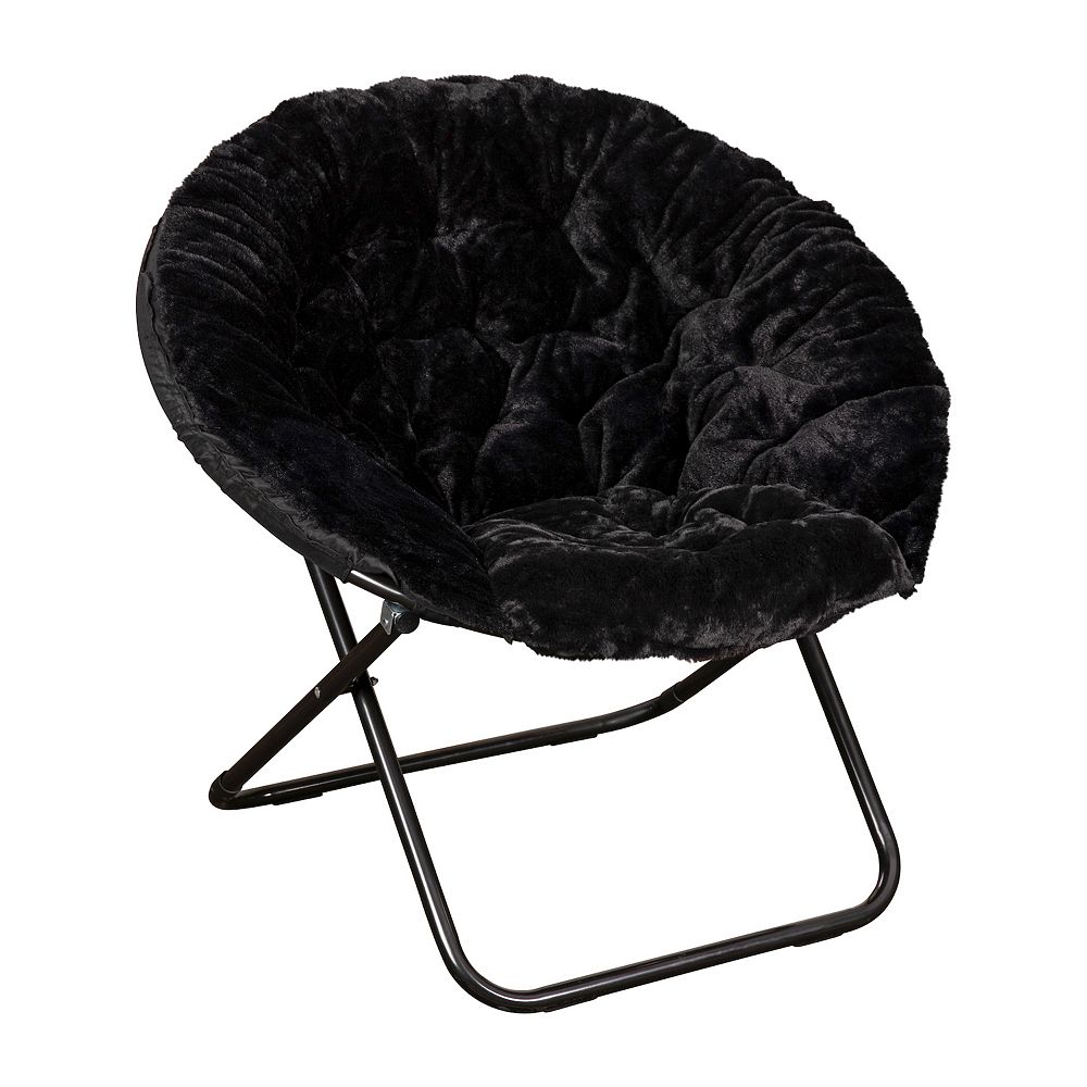 Emma and Oliver Ersa Oversize Folding Saucer Chair with Cozy Faux