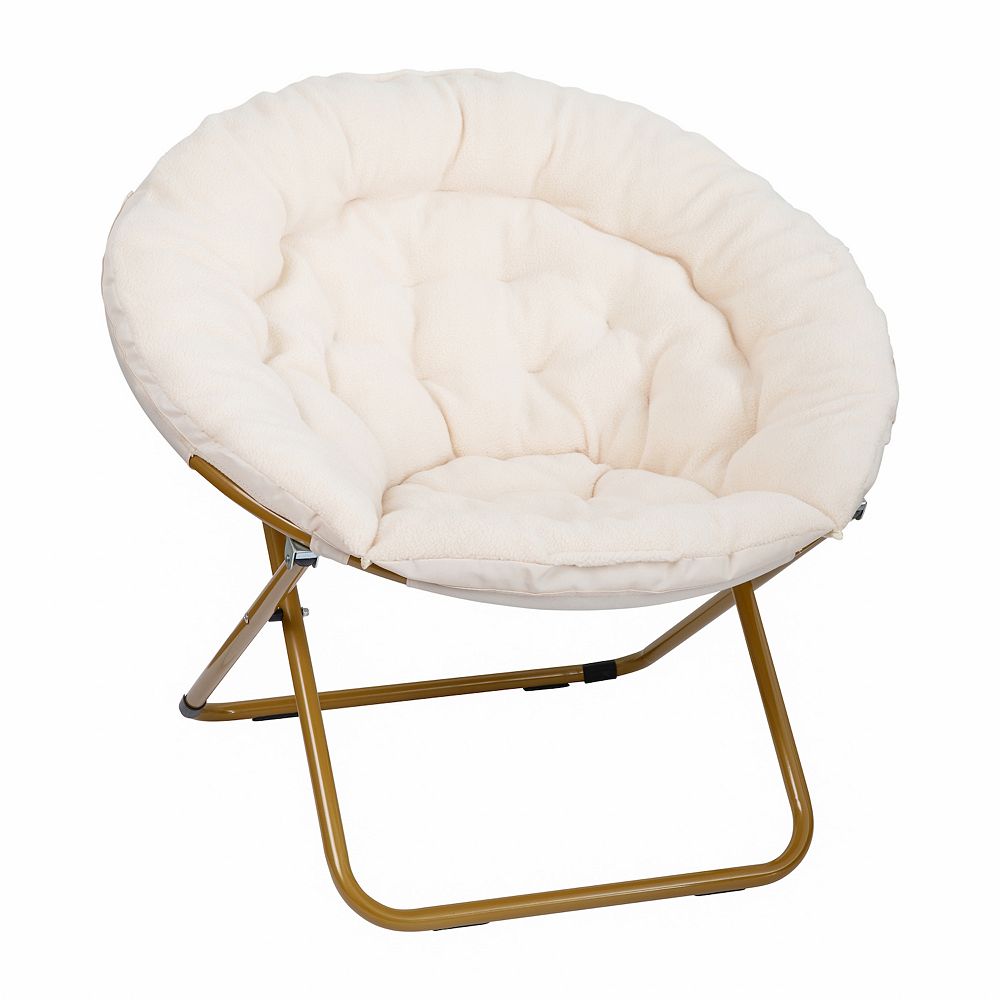 Emma and Oliver Cozy Faux Fur Oversize Folding Moon Chair with
