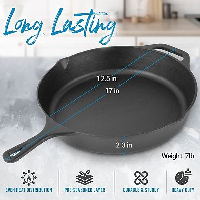 Zulay Kitchen Pre-Seasoned Cast Iron Skillet 12 Inch