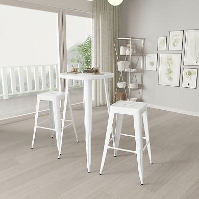 Merrick Lane Giosetta 3 Piece Patio Set with Table and Backless Stools