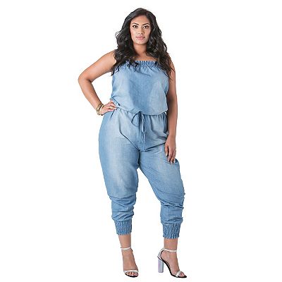 Poetic Justice Plus Size Curvy Women's Chambray Strapless - Main Image