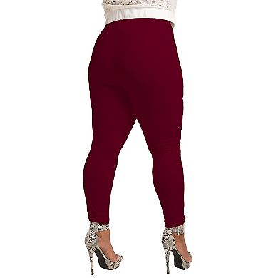 Poetic Justice Plus Size Curvy Women's Lace Insets Pull On Ponte Legging