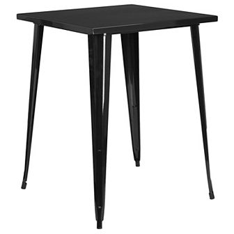 Merrick Lane Rothko Bar Height Patio Dining Table with Blue Metal Frame and 31.5" Square Top