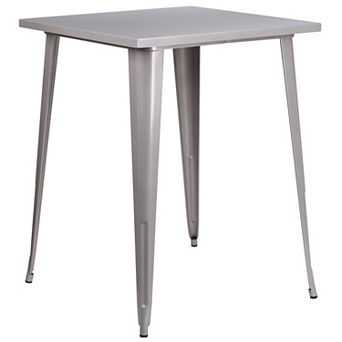 Merrick Lane Rothko Bar Height Patio Dining Table with Blue Metal Frame and 31.5" Square Top