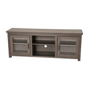 Merrick Lane Galena Traditional Full Glass Door 65" TV Stand for up to 80" TVs; Black Wash Finish