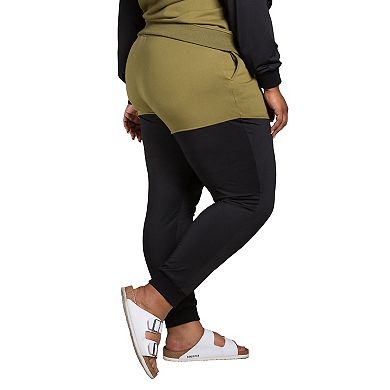 Poetic Justice Women's Plus Size Contrast Blocked Slim Jogger