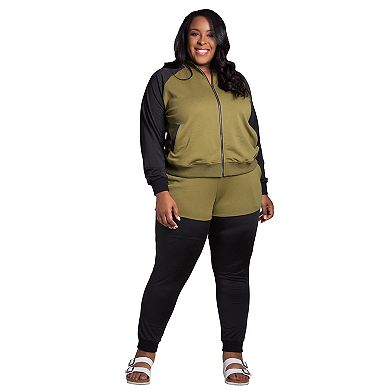 Poetic Justice Women's Plus Size Contrast Blocked Slim Jogger