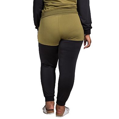 Poetic Justice Women's Plus Size Contrast Blocked Slim Jogger