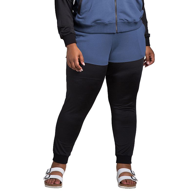 Poetic Justice Plus Size Curvy Women's Lace Insets Pull On Ponte Legging