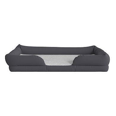 Merrick Lane Cozy Orthopedic Joint Relief Memory Foam Bolster Dog Bed for Pets up to 44 LBS., Gray Removable, Washable Cover, Non-Slip Bottom