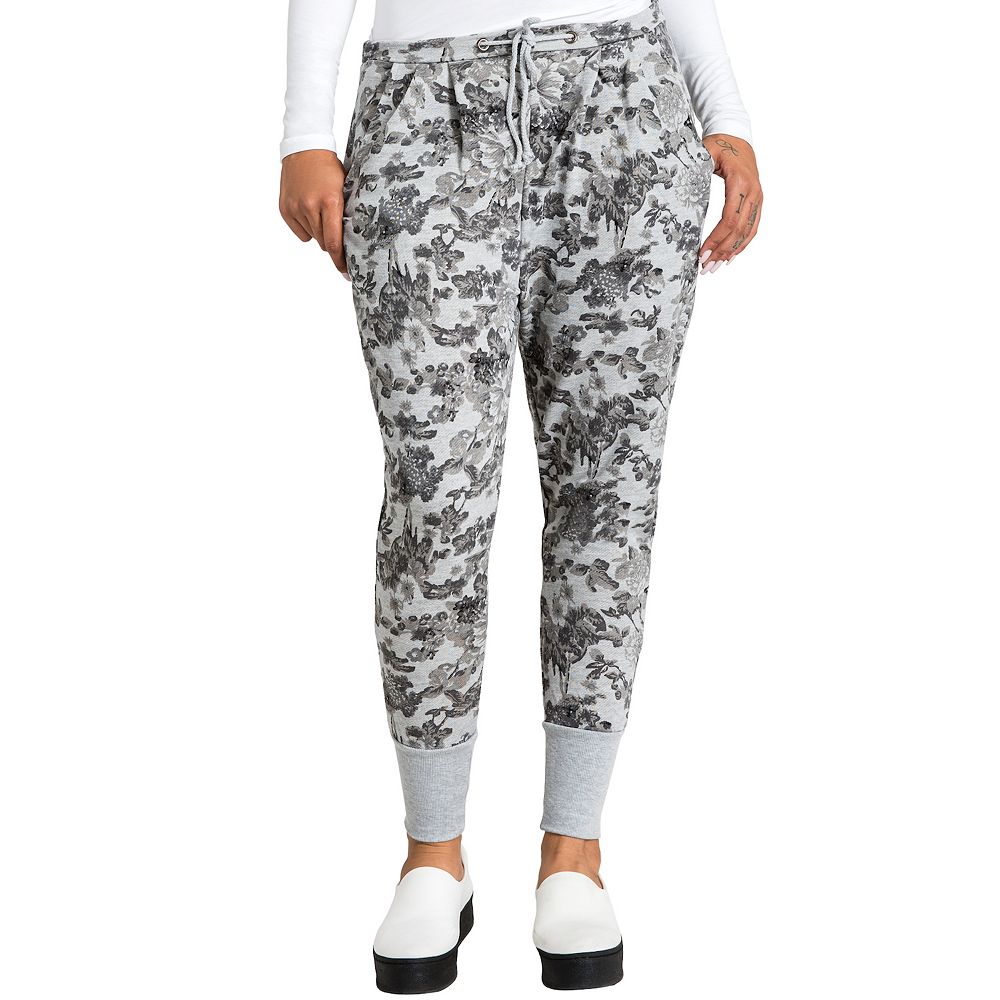 VICTORIOUS Pinstripe Leaf French Terry Jogger Pants – Drop-Crotch, Tapered Leg, Elastic Waist & Cuffs (JG725)