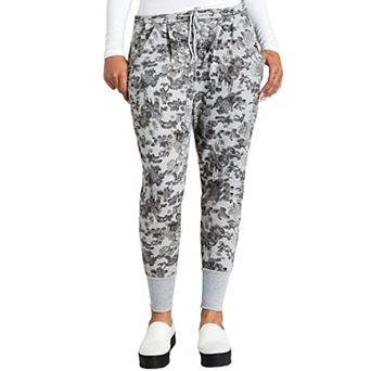 Poetic Justice Curvy Women Floral Printed French Terry Jogger Pants