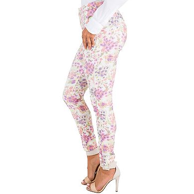 Poetic Justice Curvy Women's Floral Print High Waist Ankle Length Cropped Pants
