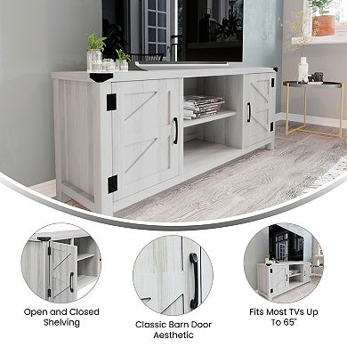 Merrick Lane Cambria Barn Door Style 59" TV Stand for up to 65" TV; Walnut Finish