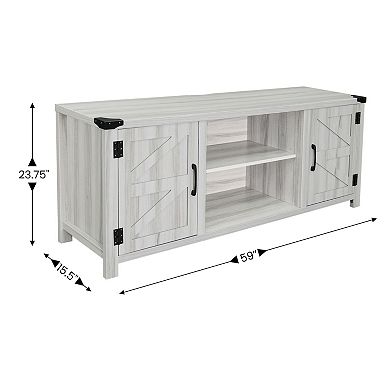 Merrick Lane Cambria Barn Door Style 59" TV Stand for up to 65" TV; Walnut Finish