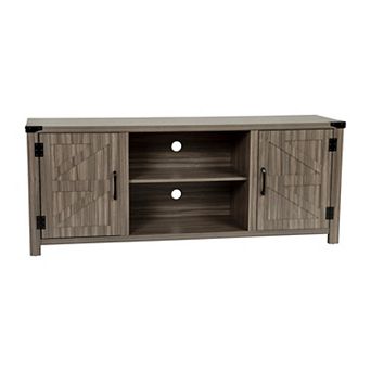 Merrick Lane Cambria Barn Door Style 59" TV Stand for up to 65" TV; Walnut Finish